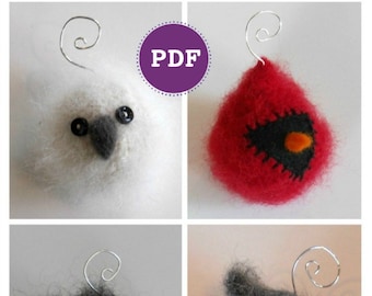 PDF-P A T T E R N. A Knit & Felt Wool Holiday Bird Ornaments Downloadable PDF Pattern