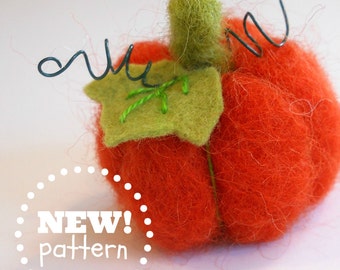 KIT-PATTERN. A Needle Felting Kit. Woolly Pumpkin Ornament Kit. Great Holiday Gift Idea. For Beginners.