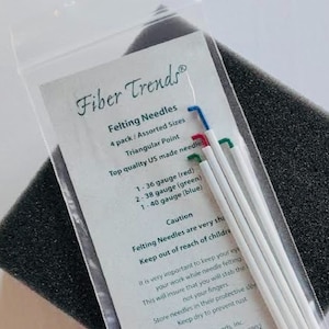 NEEDLE FELTING high density Foam Pad and 4 Needles Kit. Fiber Trends Needles, great gift for beginner needle felters.
