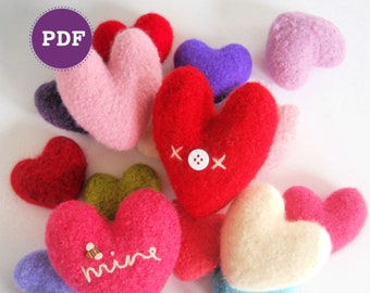 PDF-PATTERN. A Knit & Felt Wool Sweet Hearts Pattern. Great Gift Idea. Felt Hearts. Pin cushion Design