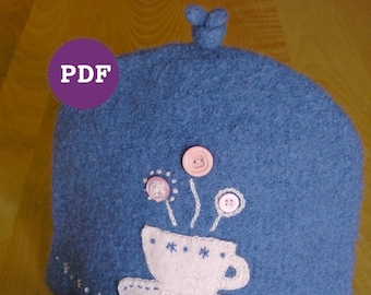 PDF-knit TEA COZY Pattern. A Knit & Felt Wool 6-Cup Tea Cozy Downloadable Pattern