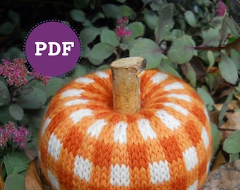 NEW! PATTERN-PDF. A Knit Buffalo-Plaid Pattern. Knit Pumpkin. No Felting Required.