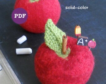 Knit Apple Pincushion Pattern, Teacher Gift (PDF Pattern)