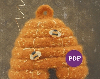 PDF-Beehive Skep PATTERN. A Knit & Felt Wool Beehive Skep Downloadable PDF Pattern