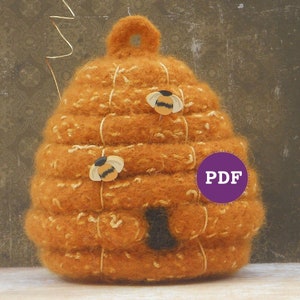 PDF-Beehive Skep PATTERN. A Knit & Felt Wool Beehive Skep Downloadable PDF Pattern