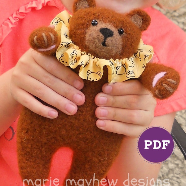TEDDY BEAR. Pdf-Pattern, knit bear, felted bear, teddy bear pattern, comfort bear, baby toys, newborn gifts