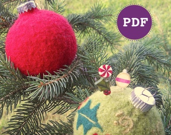 ORNAMENT PINCUSHION Pattern, a holiday ornament pincushion design, wool ornament, knit pincushion pattern, quilting accessories, PDF