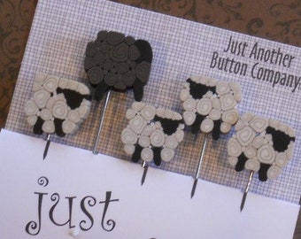 SHEEP CLAY PINS. Just Another Button Company. Quilting pins, quilting accessories. Perfect for Decorating Ornaments & Pin Cushions.