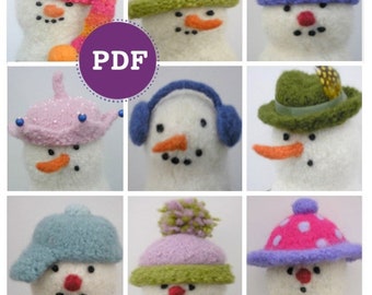 PDF-SNOWMAN PATTERN. A Knit & Felt Wool Snowman 12 Hats Pattern