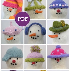 PDF-SNOWMAN PATTERN. A Knit & Felt Wool Snowman 12 Hats Pattern