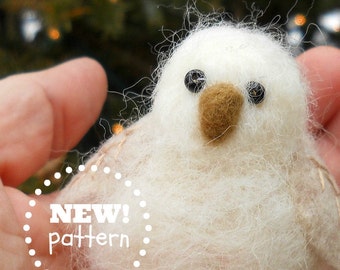 KIT-PATTERN. A Needle Felting Kit. Woodland Baby Owl Ornament Kit. Great Gift Idea