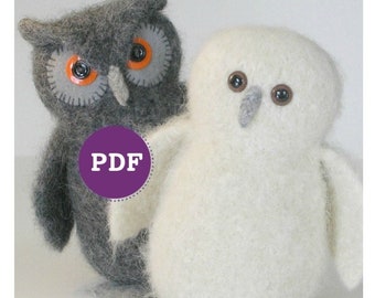 PDF-PATTERN. A Knit & Felt Wool Owl Downloadable PDF Pattern