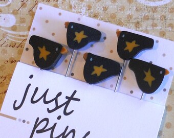 BLACK BIRDS PINS. Stick Pins Perfect for Decorating Ornaments & Pin Cushions.