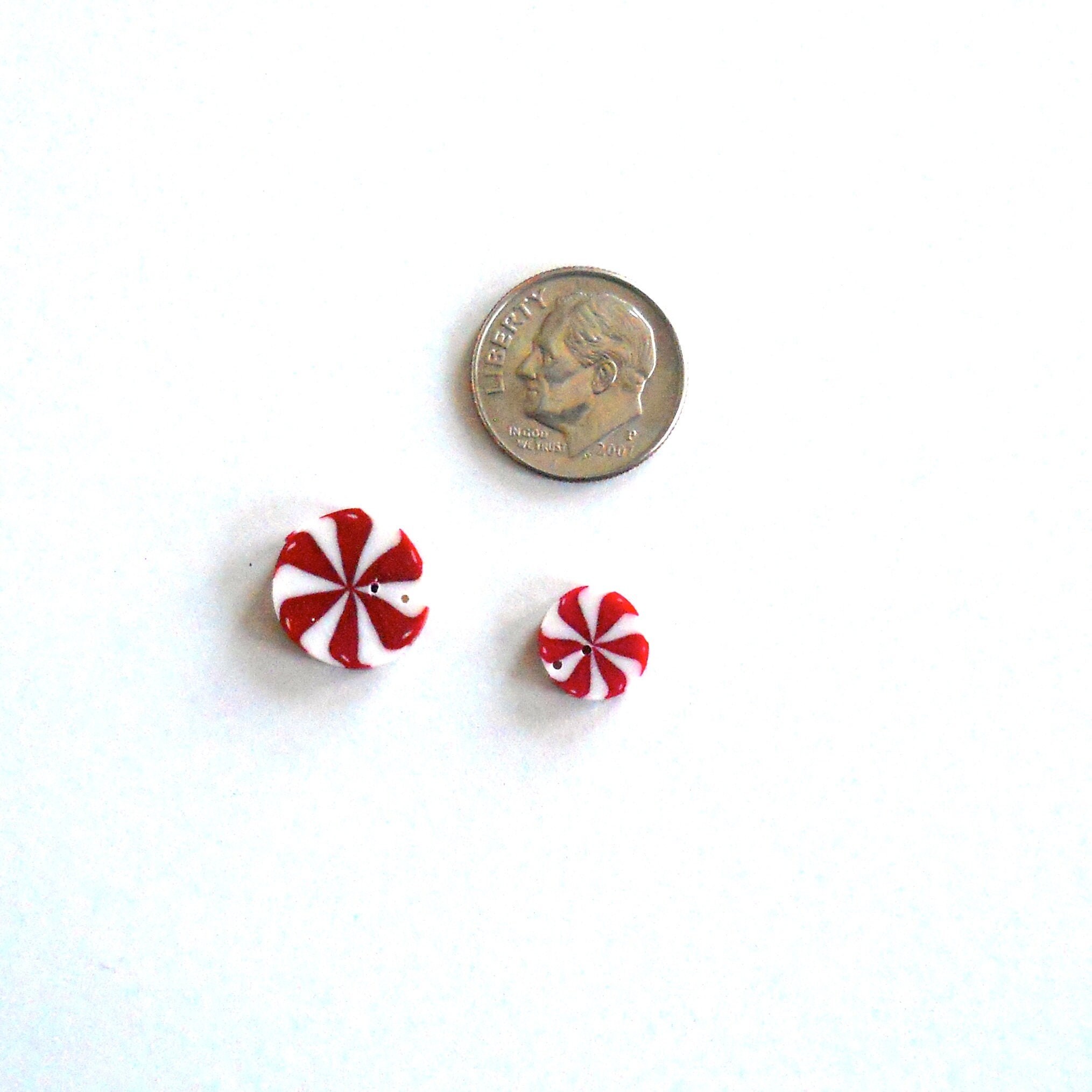 PEPPERMINT SWIRL BUTTONS. Just Another Button Company Small Clay peppermint swirl buttons. Buttons sold individually, gingerbread cookies