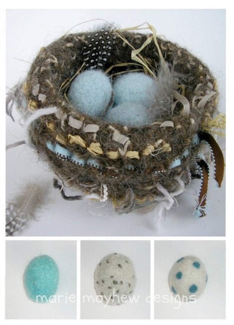 how to knit a nest with eggs felted bird nest empty nest gifts BIRD/'S NEST pattern by Marie Mayhew booklet pattern