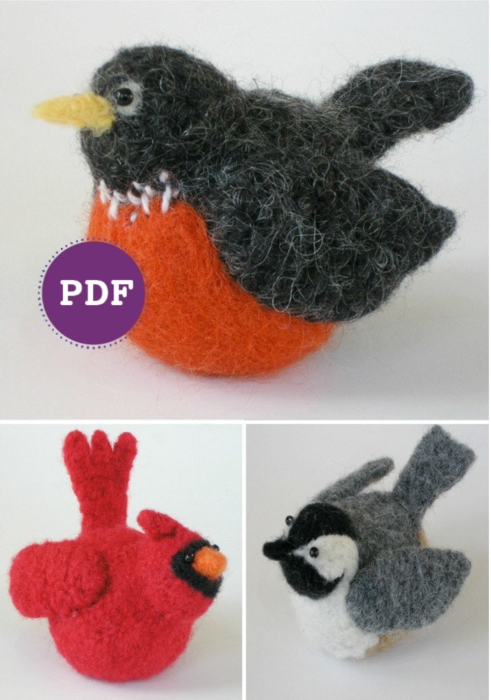 A Knit & Felt Wool Owl Downloadable PDF Pattern PDF-PATTERN
