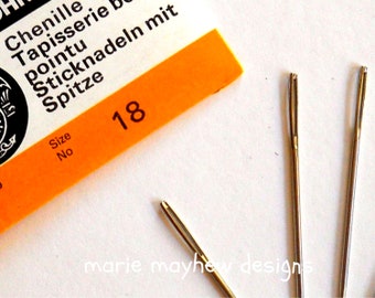 TOOL. Size 6 and 18 Chenille Embroidery Needles. Pack of Four Needles. Embroidery Needles. A Great Embellishing Tool.