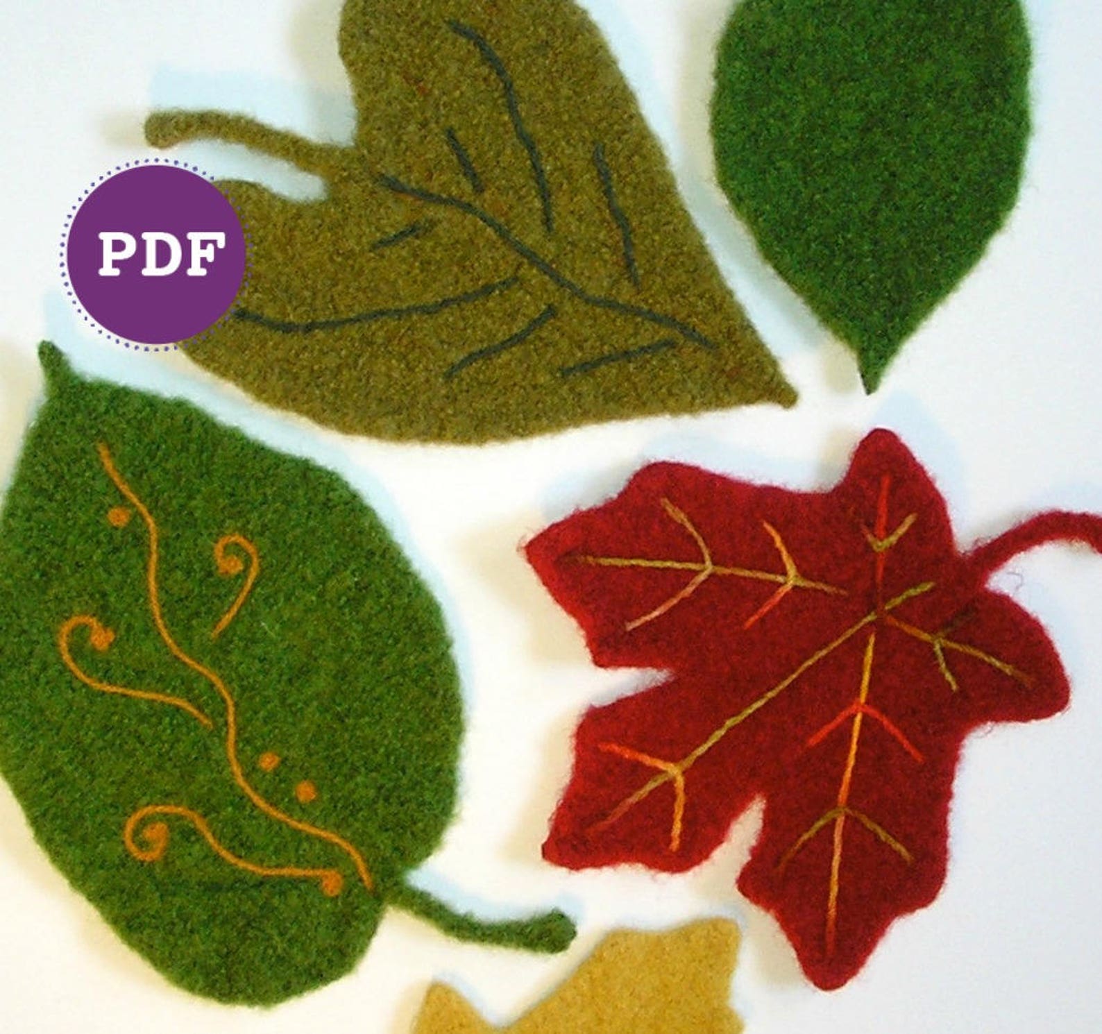 PDFPATTERN. A Knit & Felt Wool Leaves Downloadable PDF Etsy