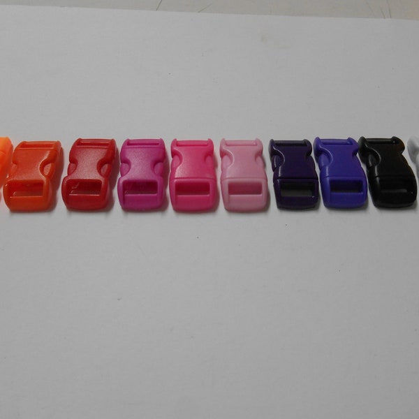 Hard Plastic Mini 1" x 1/2" Parachute Clips~Your Choice of Colors: Orange, Red, Pinks and Purples