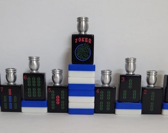 Handcrafted~Your Choice of (1) Mah Jongg Black Tile Hanukkah Menorah