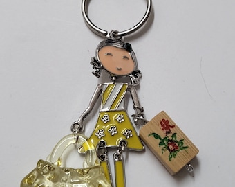 My Exclusive Design~2" Enamel Lady Luck Clip On Pendant + Matching Mah Jongg Tile Purse & Pocketbook