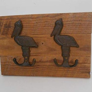 Rustic Reclaimed Vintage Barn Wood w/Hand Forged Vintage Pelican Double Hook for Coat/Bathrobe/Towel "Wall Rack"