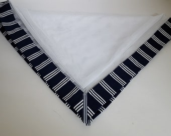 Price Reduction~Handcrafted Navy Blue & White Mah Jongg Table Mat 33" x 35"