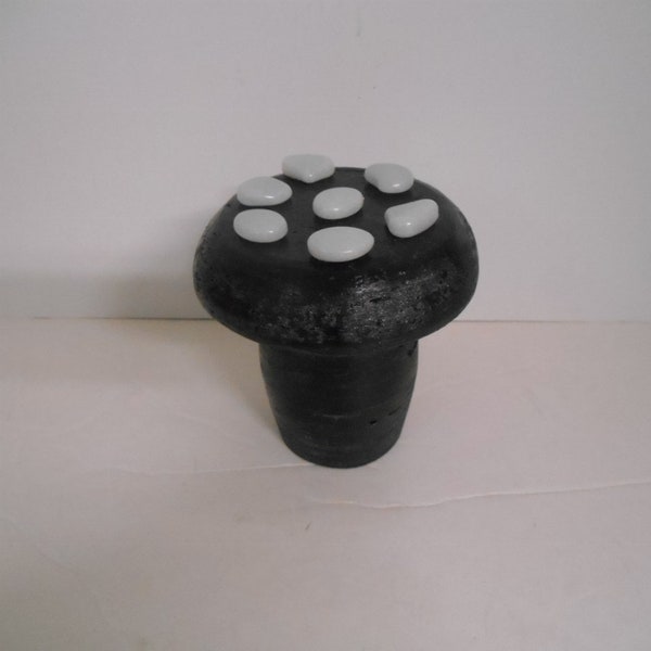 Handcrafted~(1) Black Wooden Toadstool/Mushroom Garden Decor w/Glow in the Dark "Spots"