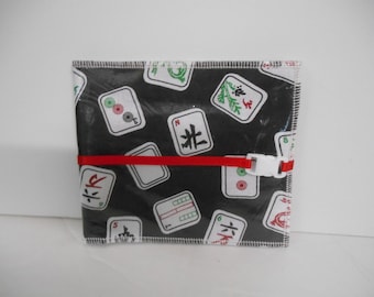 New! My Exclusive Design~Mah Jongg themed Tri-Fold Wallet w/Crystal Clear Vinyl for "Rules & Hands" large card
