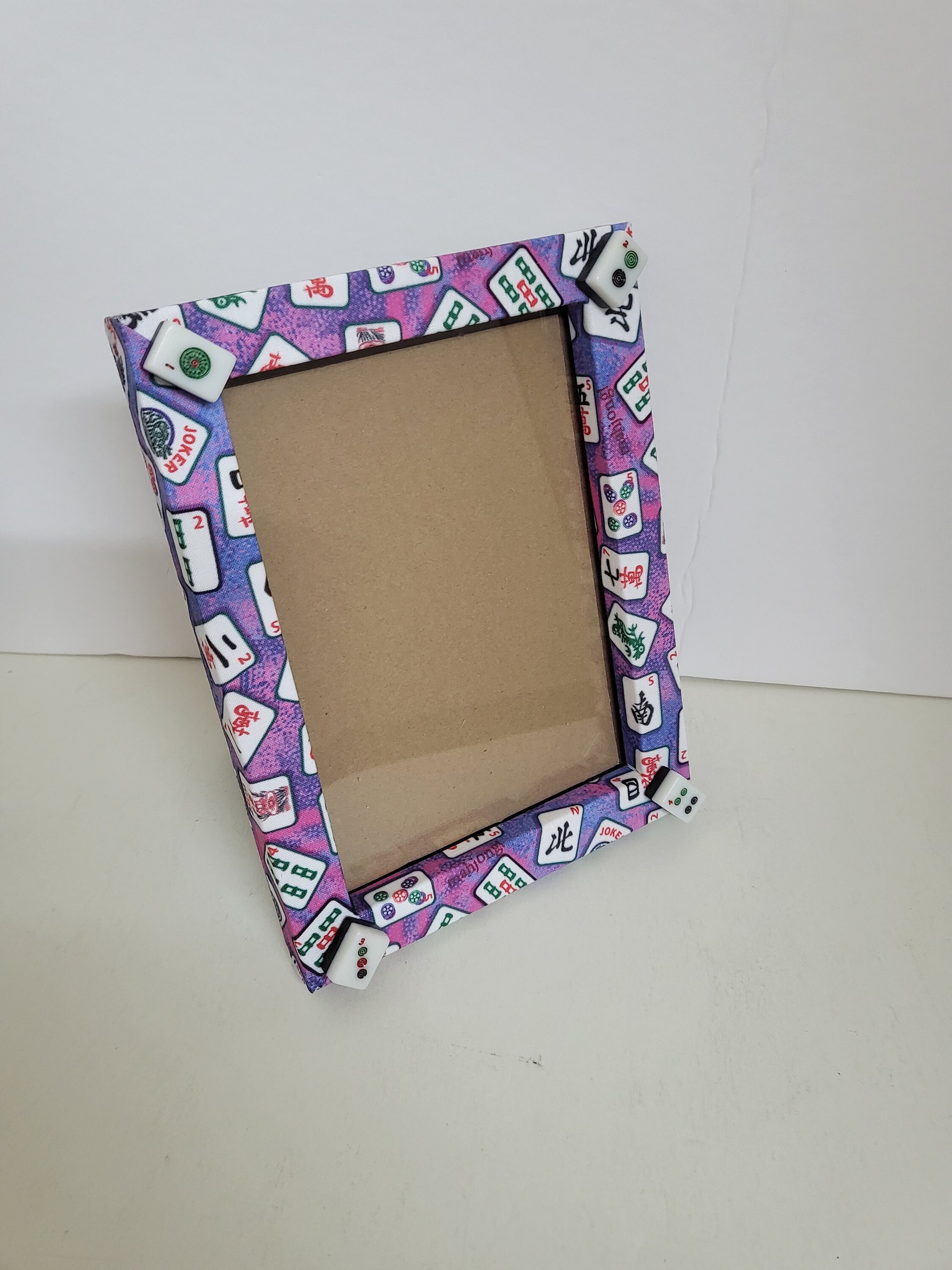 All NEW~Your Choice of (1)~Handcrafted Mah Jongg Theme 4 1/2" x 6 1/2" Picture Frame w/Clear Glass~Wall Mount or Desktop