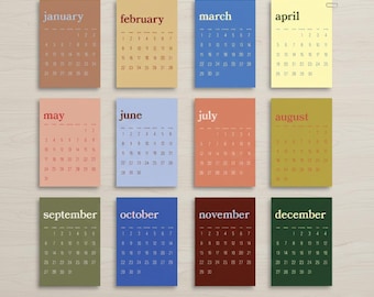 11x17 Printable Calendar - Trendy Color Combos | Wall Art Calendar Tabloid Size for 2026