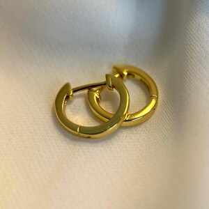 925 Sterling Silver Gold Plain Hoop Earrings - Gold Huggie Hoop Earrings - Second Hole Hoops - Silver Tiny Hoop Earrings - Gold Mini Hoop