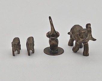 Set of Miniature Brass Elephant Figurines – Vintage Animal Collectibles