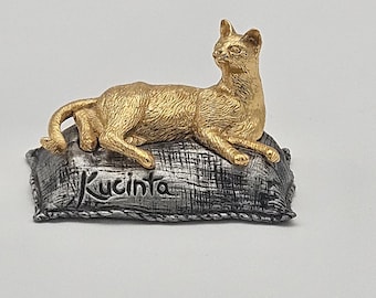 Kucinta Brass Cat Figurine on Pillow – Singapore Singapura Cat Collectible