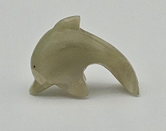 Miniature Hand-Carved Jade Dolphin Figurine