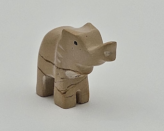 Miniature Hand-Carved Soapstone Elephant Figurine – Natural Stone Animal Carving