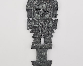 Hand-Carved Serpentine Stone Tumi Knife – Pre-Columbian Style Ritual Replica