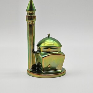 Vintage Zsolnay Pecs Hungary Iridescent Green Sculpture