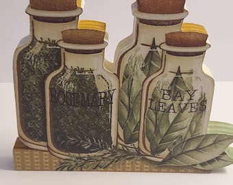 Wood Spice Kitchen Shelf Decoration (Made From Wood & Fabric)