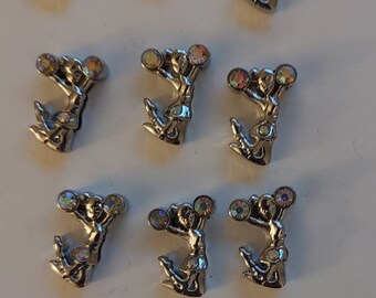 10 (8mm) Sliver Cheerleader Slide Charms