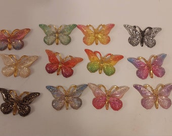 12 Resin Butterfly Needle Minders Assorted Colors Jewelry Supplies Craft Supplies