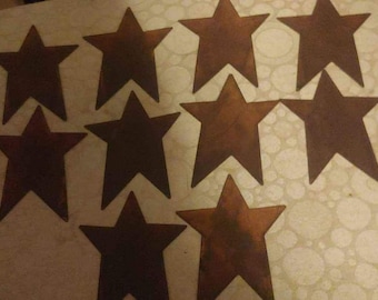 10 (4") Rusty Tin Stars-Primitive Stars -Craft Supplies