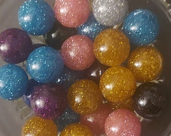 25 (20mm) Inside Glitter Acrylic Beads Mixed Colors