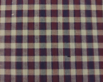 1 Yard of Burgundy/Cream/Navy Blue Homepun Fabric Cotton Fabric Quilting Fabric Craft Supplies.