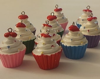 10 Resin Cupcake Charms/Pendents
