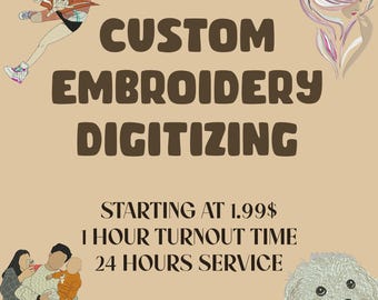 Custom Embroidery, Logo Digitizing, Custom Anime Embroidery, Embroidery Digitizing Service, Image Digitizing Embroidery, Custom Digitize