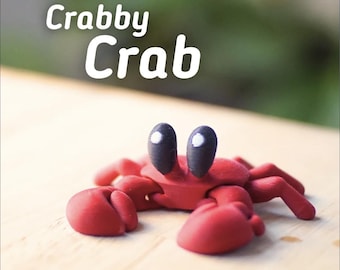 Crabby Crab Articulated Crab with Clamping Claws – Desk Buddy, Fidget Toy, or Cable Holder – Backpack and Bag Charm – Gift for Crab Lovers