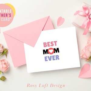 Modello di biglietto stampabile per la festa della mamma, LE MAMME MIGLIORI DI SEMPRE, Buona festa della mamma, Cuore, Download immediato