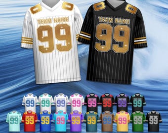 Custom Football Jersey Personalized Name Number Logo Team Family Uniform Wedding Jerseys Gift For Men Women Youth Kids Fan (Printed Glitter)