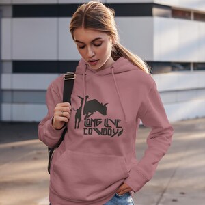 Sudadera con capucha y estampado de vaquero: sudadera unisex estilo western con colores cómodos y camisa de montar toros